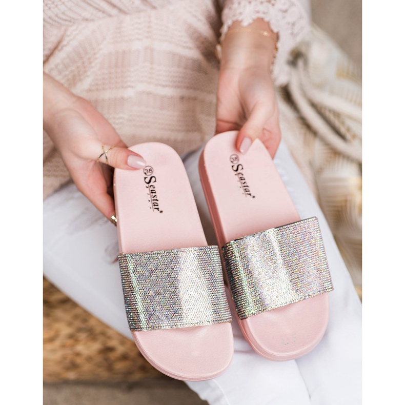 Seastar Pantofle S Krystaly růžový 2