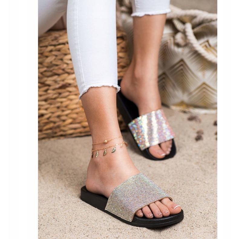 Seastar Pantofle S Krystaly černá stříbrný 2