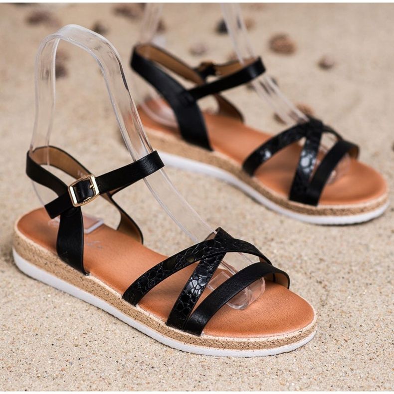 Weide Pohodlné černé sandály černá 1 Weide Pohodlné černé sandály černá 1