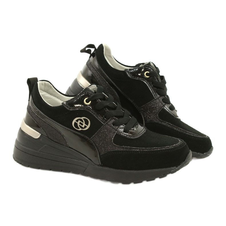 Evento Kožené dámské tenisky na klínu 21PB08-3954 Černá 4