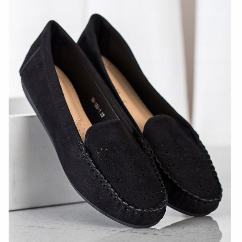 Best Shoes Mokasíny s prolamovaným vzorem černý 1