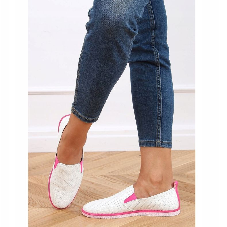 Nazouvací tenisky bílé AA620 Fushia bílý 2