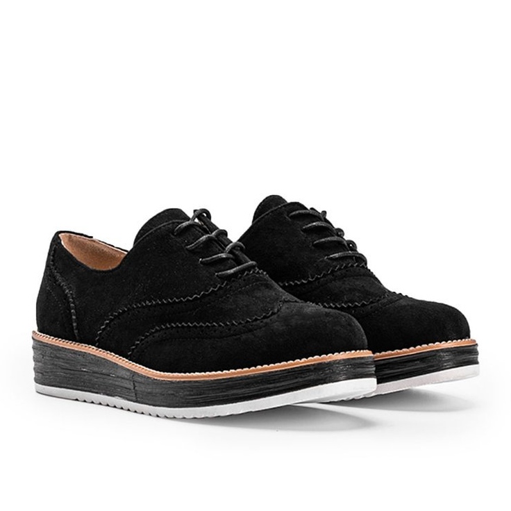 Černé semišové boty na vysoké keňské podrážce černá 1