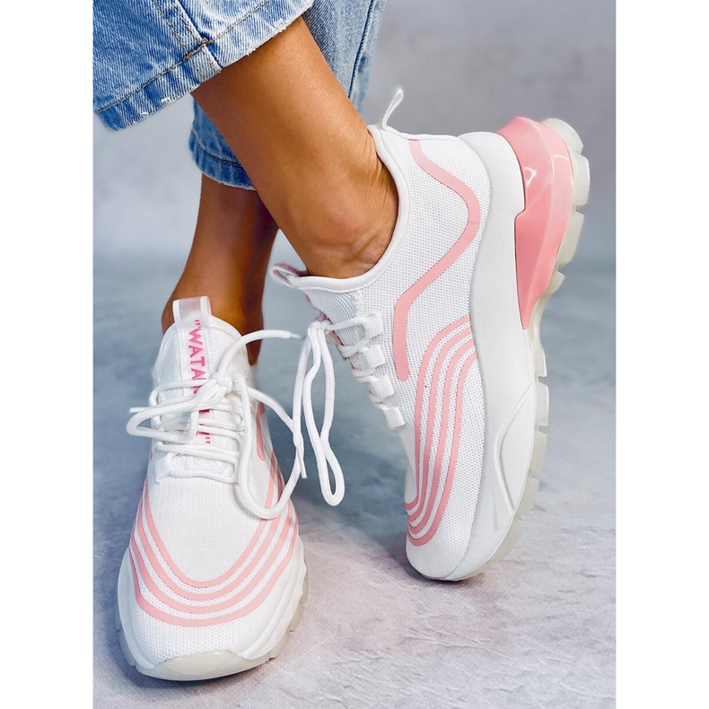 Bílé sportovní ponožky BX1820-SP WHITE / PINK bílý růžový 1