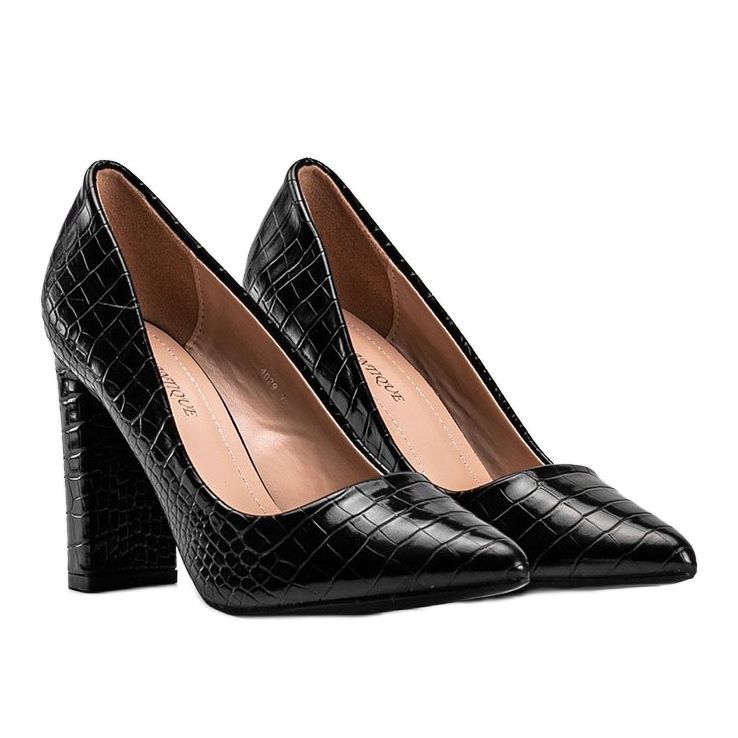 Černé lodičky na sloupku z eko kůže Keely černá 1