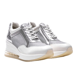 Bílé a stříbrné tenisky na klínku Jimena bílý 1