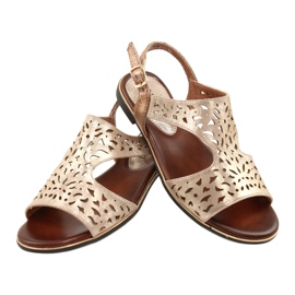 M.Daszyński Prolamované zlaté sandály MR1583-34 zlatý 3