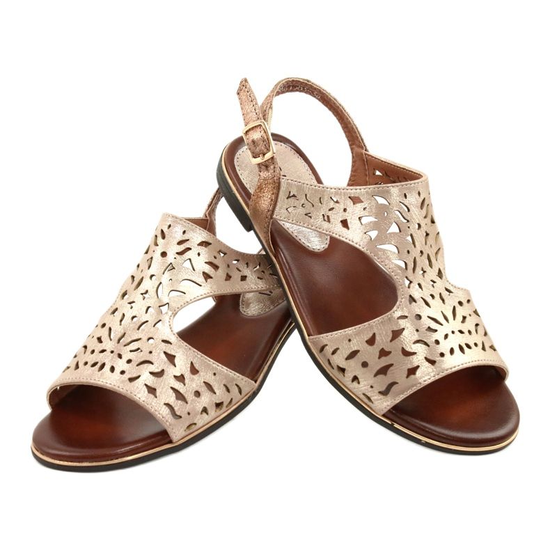 M.Daszyński Prolamované zlaté sandály MR1583-34 zlatý 3 M.Daszyński Prolamované zlaté sandály MR1583-34 zlatý 3