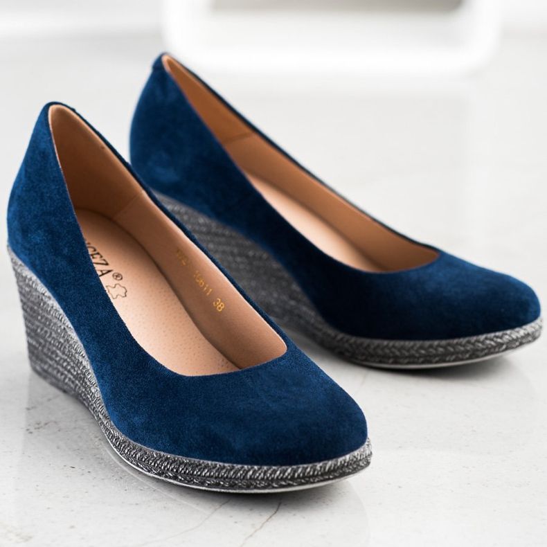 Semišové lodičky VINCEZA modrý 1