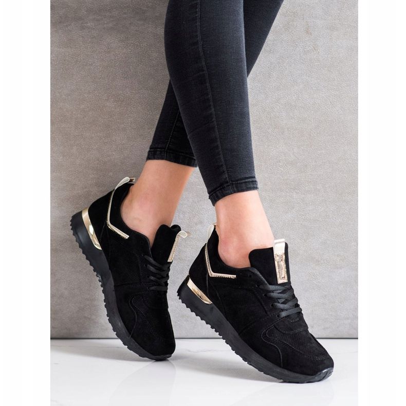 SHELOVET Černé semišové tenisky černá 2