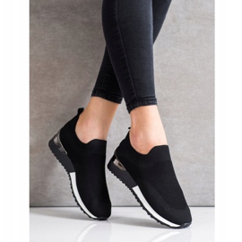 SHELOVET Textilní prolamované tenisky černý 2