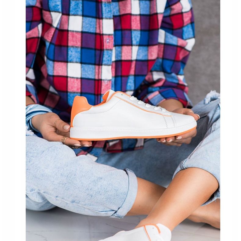 SHELOVET Nízké tenisky s eko kůží bílý 2