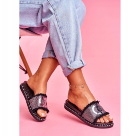 PS1 Žabky s krystaly na platformě Black Candy Man černý 1