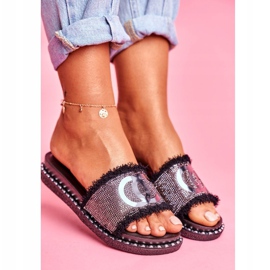 PS1 Žabky s krystaly na platformě Black Candy Man černá 2