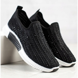 SHELOVET Slipony s krystaly černý 1