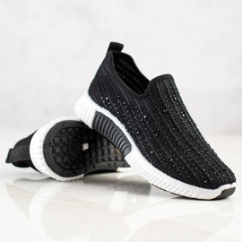 SHELOVET Slipony s krystaly černá 2