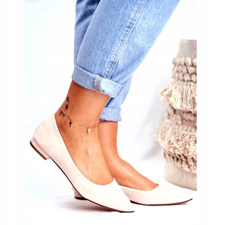 Evento Dámské balerínky ve spitz semiši béžové Westley béžový 3