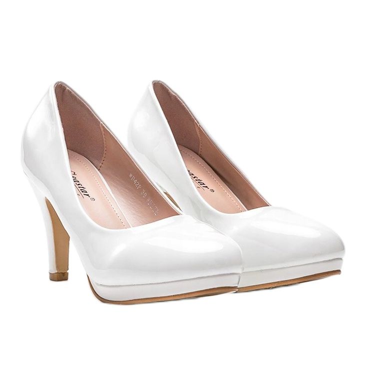 Bílé lodičky na Alisině podpatku bílý 1