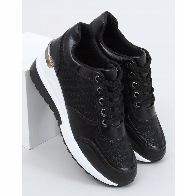 Černá MY-2717 Černá sportovní obuv na skrytém klínovém podpatku 1