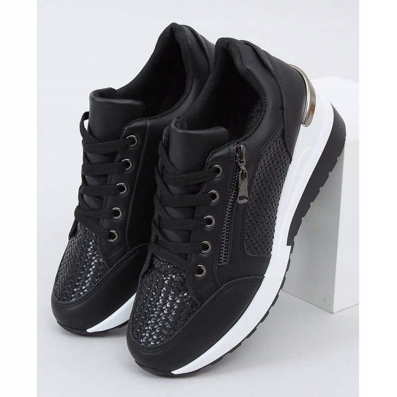 Černá MY-2716 Černá sportovní obuv na skryté klínové patě 1