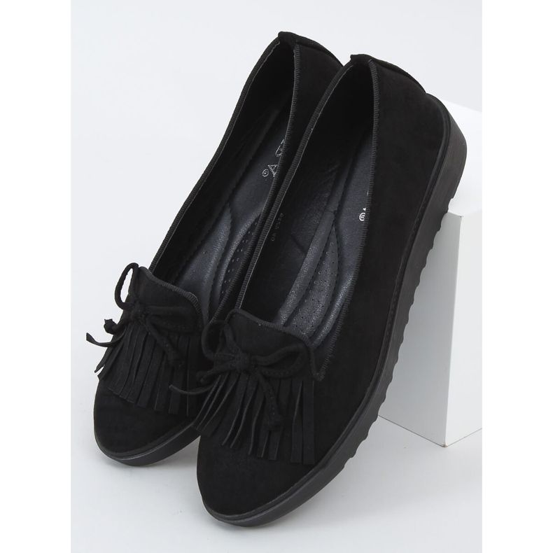 Černé mokasíny s třásněmi 6429 Black černý 1