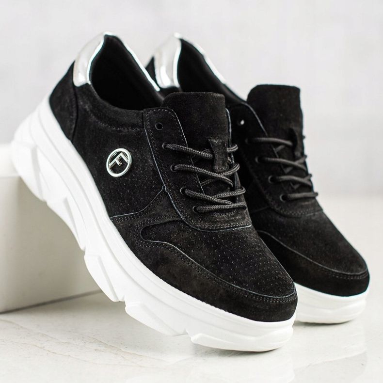 Filippo Kožené Tenisky Na Platformě černá 1