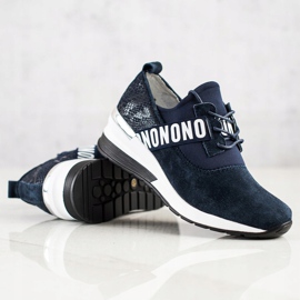 Filippo Kožené klínové tenisky námořnická modrá 1