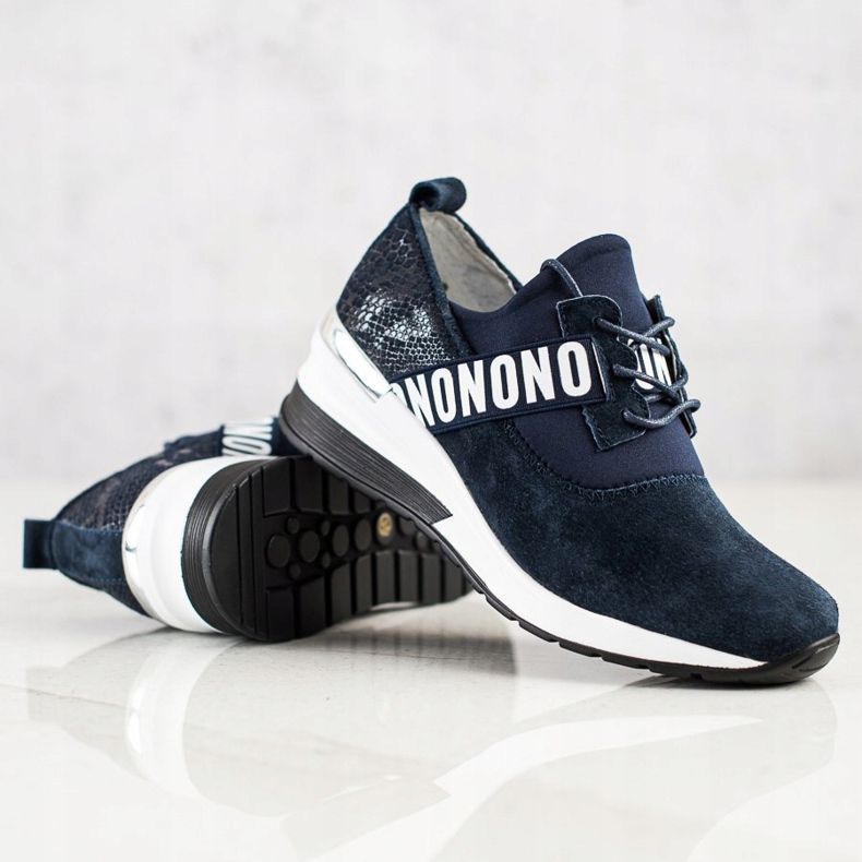 Filippo Kožené klínové tenisky námořnická modrá 1