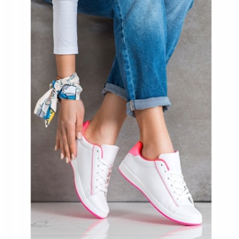 SHELOVET Nízké tenisky s eko kůží bílý růžový 1