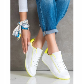 SHELOVET Nízké tenisky s eko kůží bílý žlutá 1