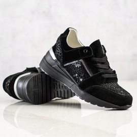 Evento Kožené tenisky s hadím potiskem černý 1