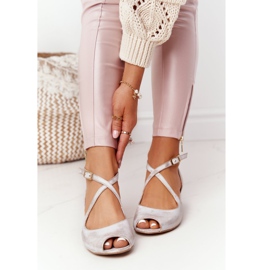 Kožené sandály na vysokém podpatku Maciejka 04509-45 Beige-Gold béžový zlatý 2