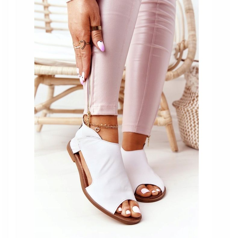 Dámské kožené sandály Nicole 2622 bílé bílý 2