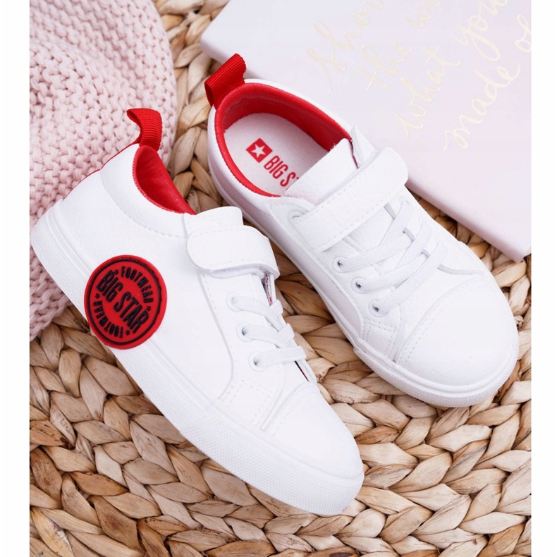 Big Star Dětské tenisky Dětská velká hvězda se suchým zipem bílá FF374088 bílý červené 2