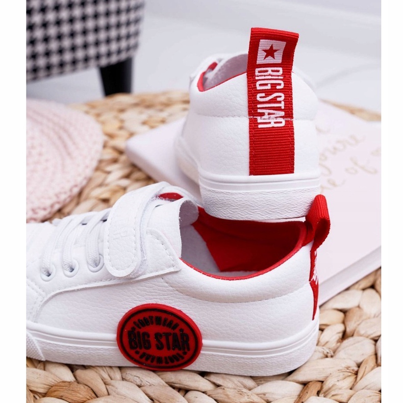 Big Star Dětské tenisky Dětská velká hvězda se suchým zipem bílá FF374088 bílý červené 3