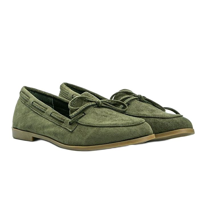 Zelené mokasíny z eko semiše Kierra zelená 1