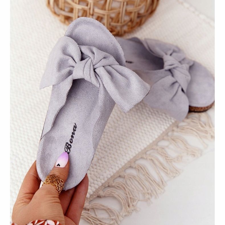 PB2 Šedé dětské pantofle na korku Little Wendy šedá 1