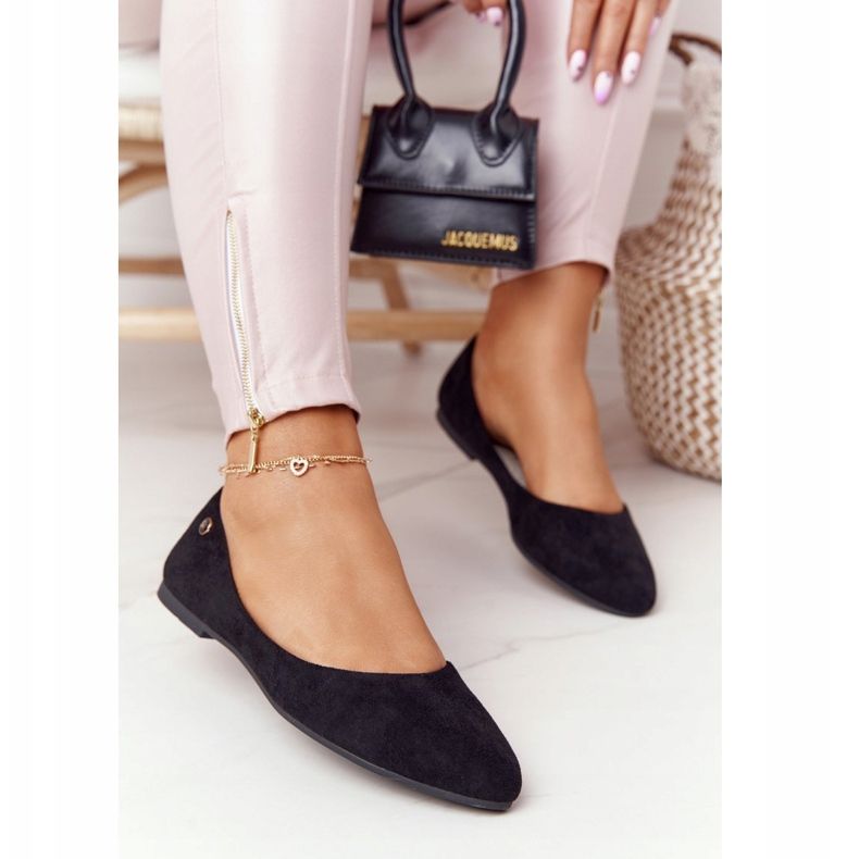 Semišové balerínky Sergio Leone BL622 Black černá 1