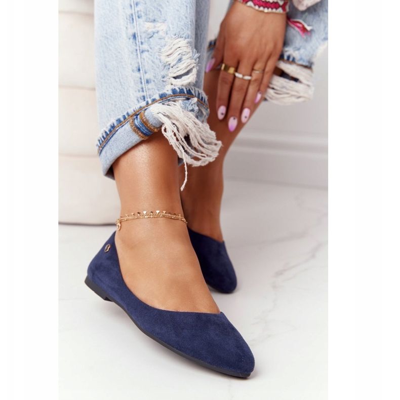 Semišové balerínky Sergio Leone BL622 Navy blue modrý 2 Semišové balerínky Sergio Leone BL622 Navy blue modrý 2