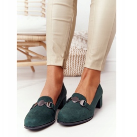 Semišové lodičky na podpatku Sergio Leone PB148 zelená 2