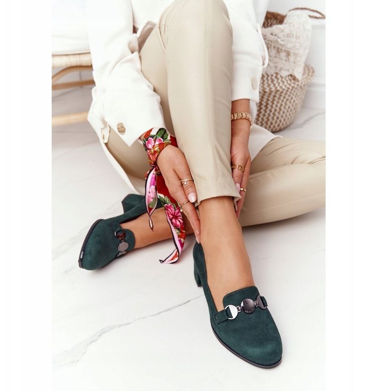 Semišové lodičky na podpatku Sergio Leone PB148 zelená 1