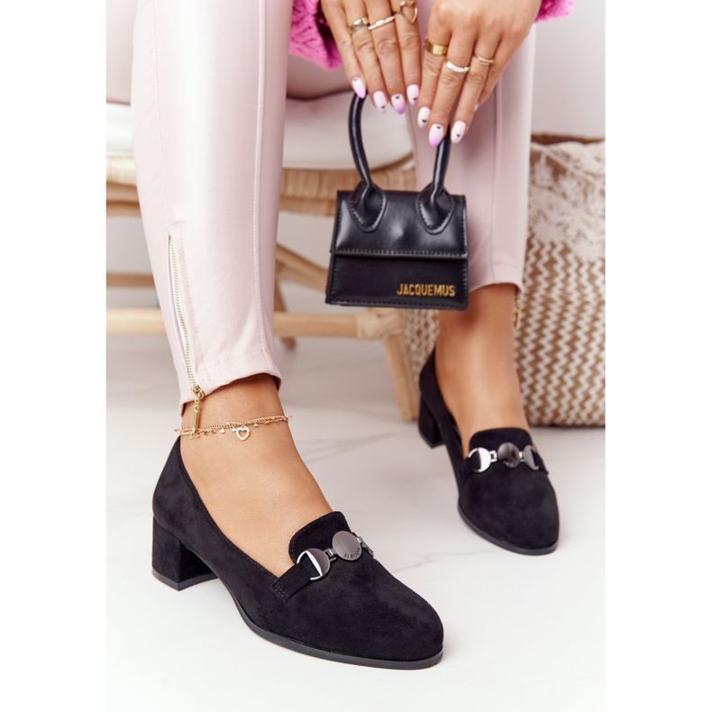 Semišové lodičky na podpatku Sergio Leone PB148 Black černá 2