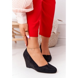 Semišové lodičky na klínku Sergio Leone PB767 Black černá 1