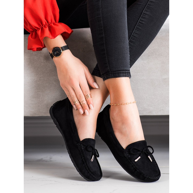 SHELOVET Pohodlné semišové mokasíny černá 1