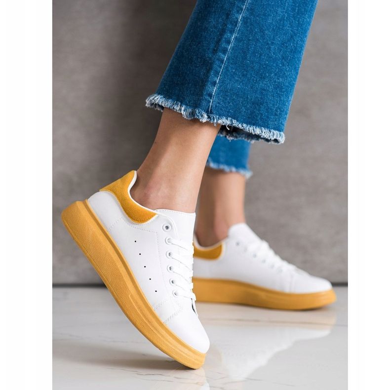 SHELOVET Tenisky Na žluté Platformě bílý žlutá 1
