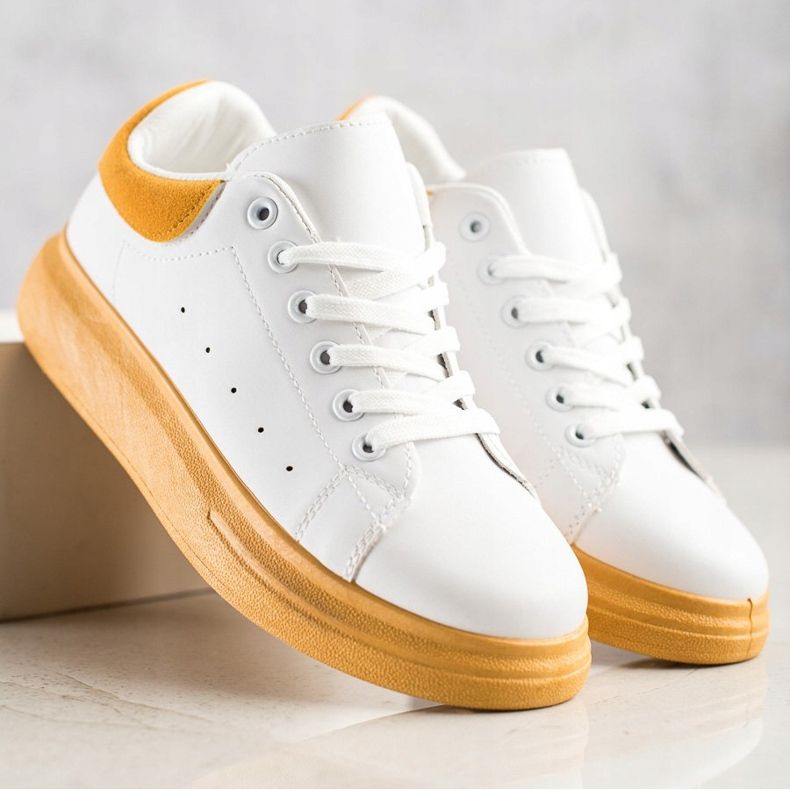 SHELOVET Tenisky Na žluté Platformě bílý žlutá 2