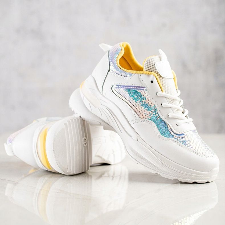 SHELOVET Tenisky s flitry bílý 1