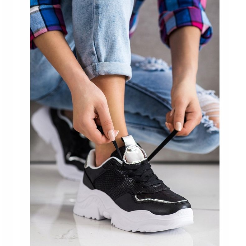 Weide Eko kožené tenisky s potiskem hada černá 1