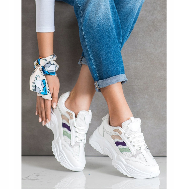 SHELOVET Tenisky S Barevnými Pruhy bílý 2