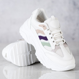 SHELOVET Tenisky S Barevnými Pruhy bílý 1